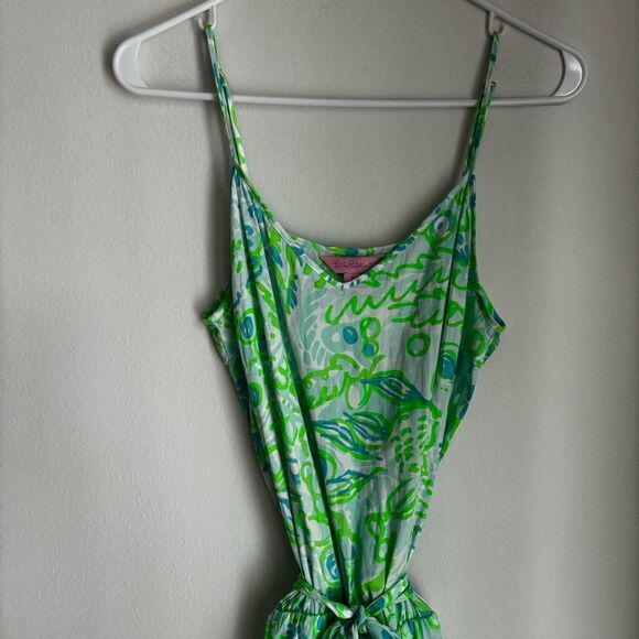 Lilly Pulitzer Women shorts romper Deanna Any Fins Possible tie waist small EUC - Picture 7 of 13